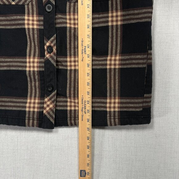 Empyre Plaid Sherpa Lined Shirt Jacket Brown Black Cotton Blend Shacket Size M - Picture 8 of 13